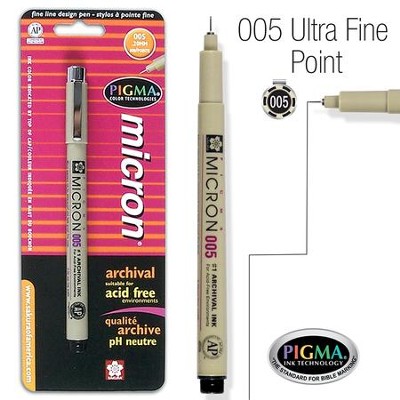 PIGMA Micron 005, Ultra Fine Bible Note Pen, Black (Blister Pack)   - 