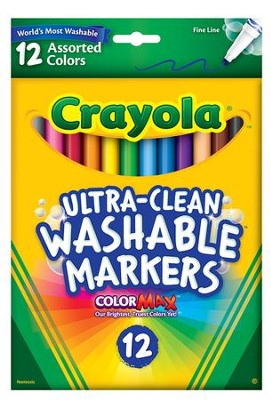 Crayola, Fine Line Washable Markers, Assorted, 12 Pieces  - 