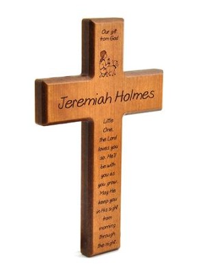Personalized, Little One, Cross, Cherry Finish   - 