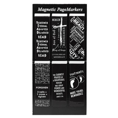 Magnetic Bookmarks, Set of 6, Black and White  - 