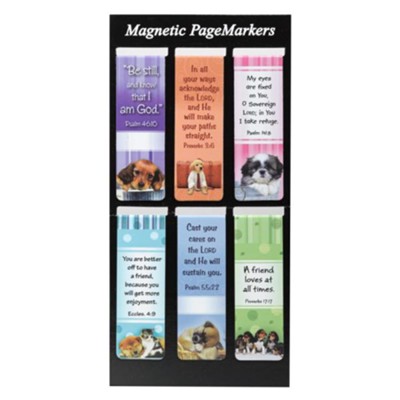 Magnetic Bookmarks, Set of 6, Puppies Assortment II  - 