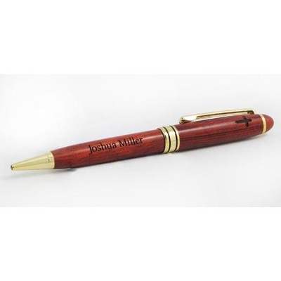 Personalized Rosewood Pen with Name and Cross   - 