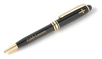 Personalized, Brass Black Pen with Cross and Name   - 