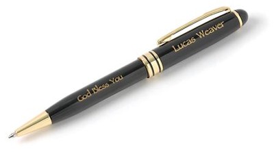 Personalized, Brass Black Pen with Name and Message   - 