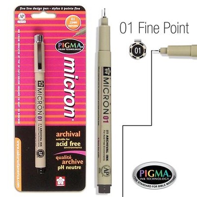 PIGMA Micron 01, Fine Bible Note Pen, Black (Blister Pack)   - 