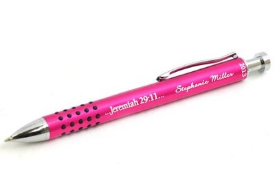 Personalized, Jeremiah 29:11 Graduation Pink Metal Pen With Grip  - 