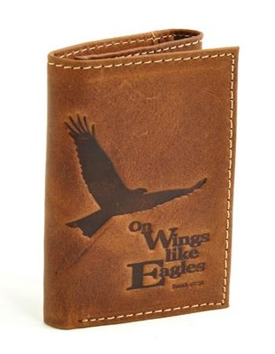 On Wings Like Eagles (Isaiah 40:31) Wallet, Genuine Leather -  Brown  - 