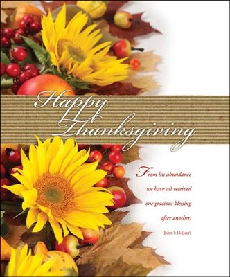 Happy Thanksgiving (John 1:16, NLT) Large Bulletins, 100  - 