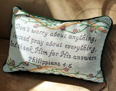 Pray About Everything, Tapestry Word Pillow   - 