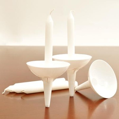 50 Congregation Candles with Reusable Plastic Holders   - 