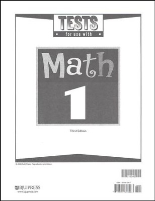 BJU Press Math Grade 1 Tests, Third Edition   - 