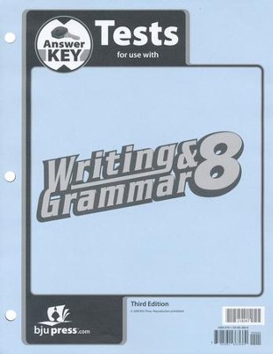 BJU Press Writing & Grammar Grade 8, Tests Answer Key (Third Edition)   - 