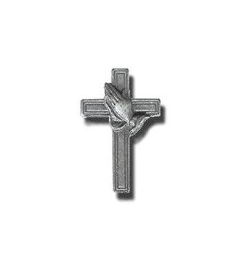 Praying Hand on Cross Lapel Pin  - 