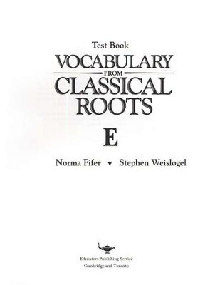 Vocabulary from Classical Roots Blackline Master Test: Book E (Homeschool Edition)  - 