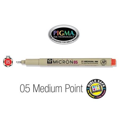 PIGMA Micron 05, Medium Bible Note Pen/Underliner, Red   - 