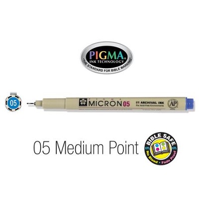 PIGMA Micron 05, Medium Bible Note Pen/Underliner, Blue   - 