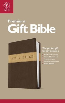 NLT Premium Gift Bible-Soft leather-look, Dark Brown/Tan  - 