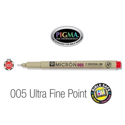 PIGMA Micron 005, Ultra Fine Bible Note Pen/Underliner, Red   - 