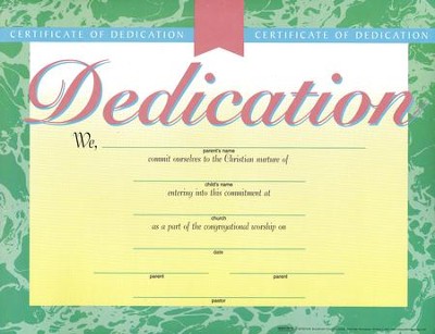 Dedication Certificate, Marble-Look, 6-Pack   - 