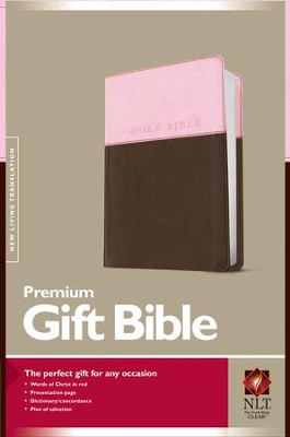 NLT Premium Gift Bible, TuTone Leatherlike Pink & Brown  - 