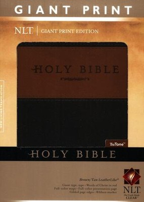 NLT Holy Bible, Giant Print TuTone Brown and Tan Imitation Leather, Thumb-Indexed  - 