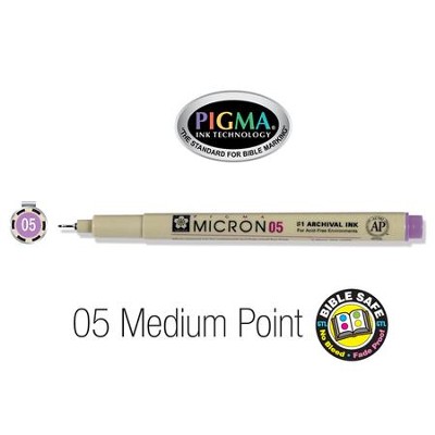 PIGMA Micron 05, Medium Bible Note Pen/Underliner, Violet   - 