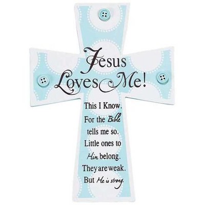 Jesus Loves Me Wall Cross, Blue  - 