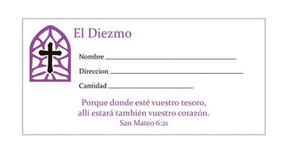 El Diezmo Offering Envelopes, Pack of 100, Bill Size  - 