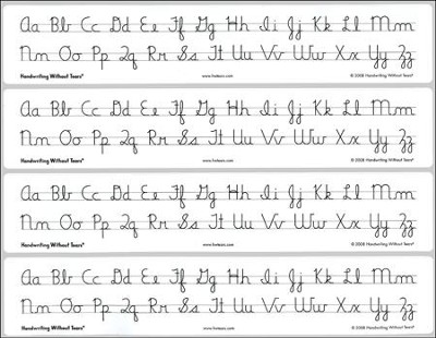 Cursive Alphabet Desk Strips (1 Sheet of 4 Strips;  Grades 3-5)  - 