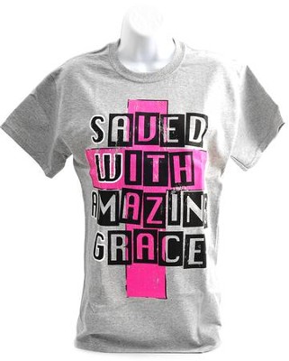 SWAG, Saved with Amazing Grace Shirt, Gray, XX-Large  - 