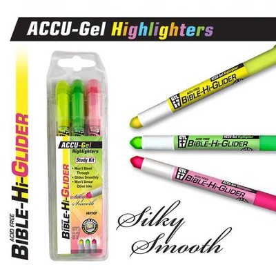 Gel Bible Highlighter, 3 Piece Set, Yellow, Green, Pink  - 