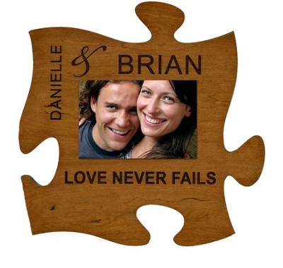 Personalized, Photo Frame, Puzzle, Love Never Fails, Cherry  - 