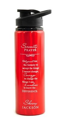 Personalized, Water Bottle, Flip Top, Serenity Prayer,  Red  - 