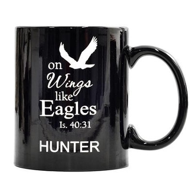 Personalized, Ceramic Mug, On Wings Like Eagles, Black   - 