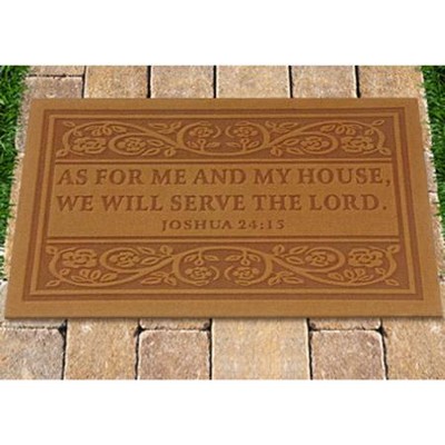 Door Mat, As for Me and My House, Tan   - 