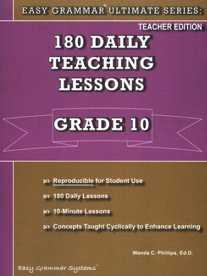 Easy Grammar Ultimate Series: 180 Daily Teaching Lessons Grade 10 Teacher Guide  -     By: Wanda Phillips
