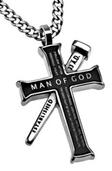 Man of God Established Cross Necklace, Black