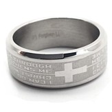 I Can Do All Things, Philippians 4:13 Stainless Steel Ring, Size 10