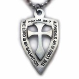 Cross and Shield, Psalm 28:7, Pendant on 30 Ball Chain