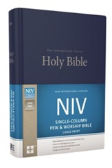 NIV Large-Print Single-Column Pew and Worship Bible--hardcover, blue