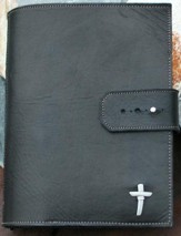 Leather Adjustable Bible Cover, Black, Large