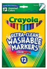 Crayola, Fine Line Washable Markers, Assorted, 12 Pieces