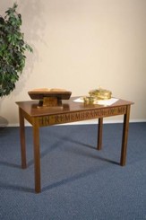 In Remembrance of Me Communion Table, Walnut Finish
