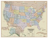 United States Boardroom Laminated Wall Map 38 X 48