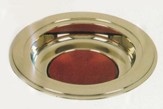 Brass Tone Offering Plate, Burgundy Pad