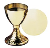 Hammered Base Chalice with Paten Set