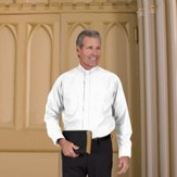 Men's Long Sleeve Clergy Shirt with Tab Collar: White, Size 16.5 x 32/33