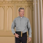 Men's Long Sleeve Clergy Shirt with Tab Collar: Gray, Size 19 x 32/33