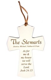 Personalized, Mini Cross Ornament, As For Me, White
