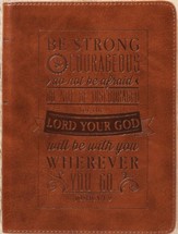 Be Strong & Courageous Journal, LuxLeather, Brown